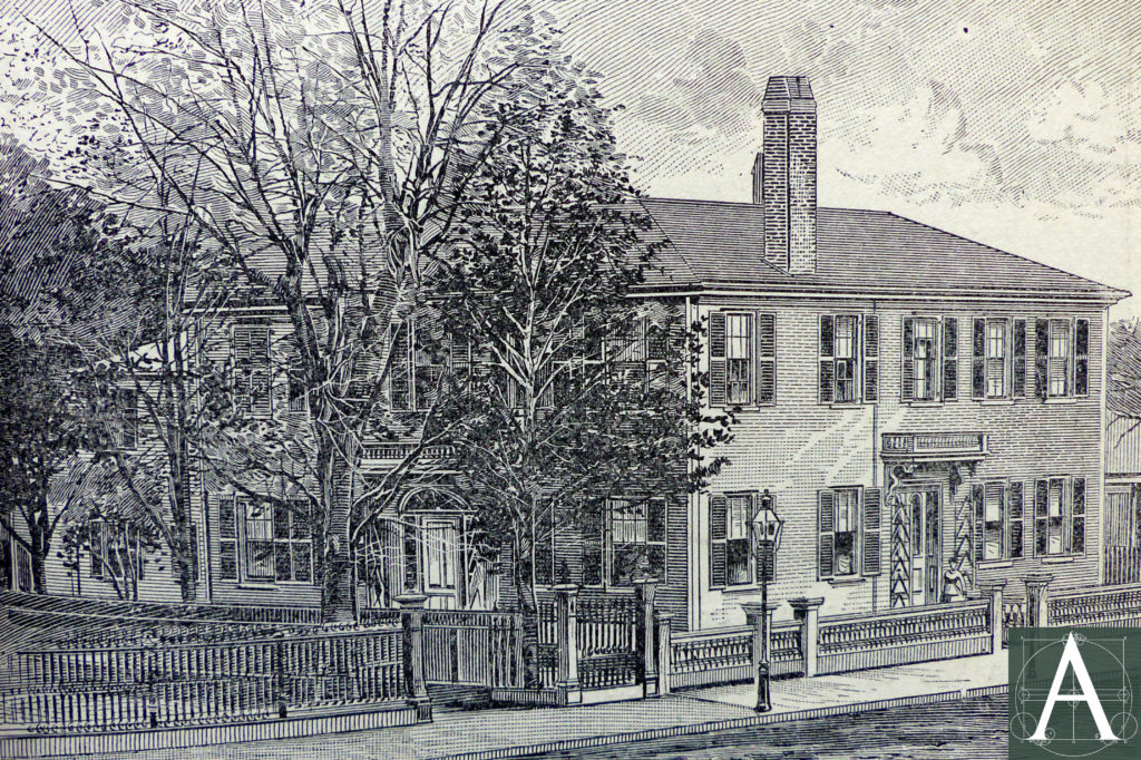 Historic view of Lynn Mechanics' Bank when occupied as home of Roland G. Usher, Mayor of Lynn, 1886
