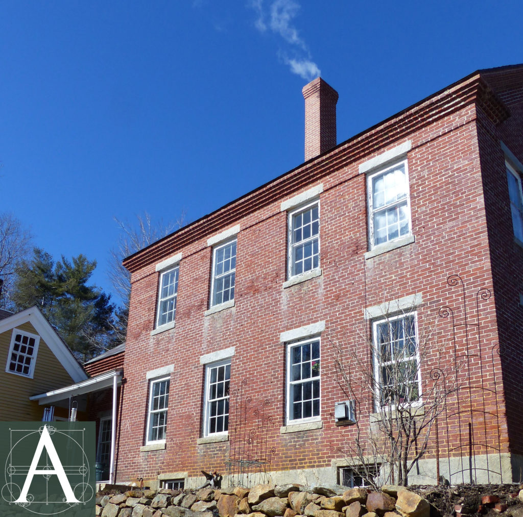 side (south) elevation showing sheltered rear porch (photo left)