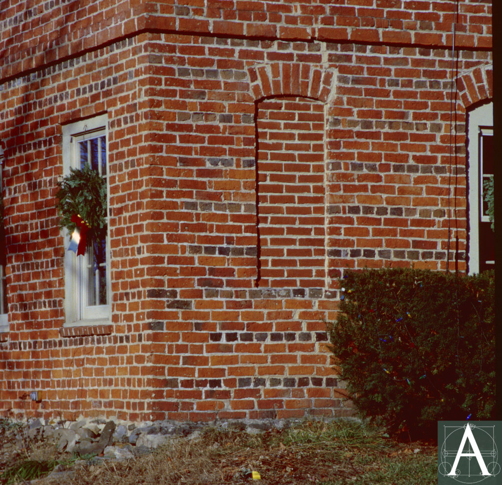 Samuel Chase House - detail of original narrow (closet) window, now blocked