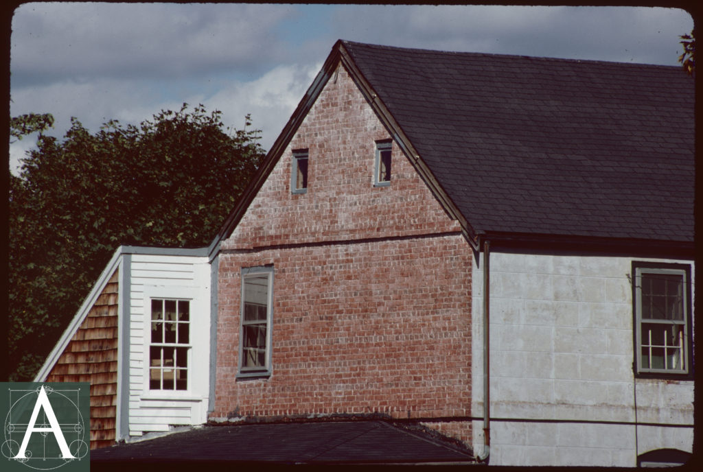 Samuel Chase House - west elevation showing belt-courses and possible original attic window openings at gable